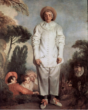 Jean-Antoine Watteau, Pierrot, dit autrefois Gilles, c. 1718 – 19. Louvre Museum. https://commons.wikimedia.org/wiki/File:Jean-Antoine_Watteau_-_Pierrot,_dit_autrefois_Gilles.jpg
